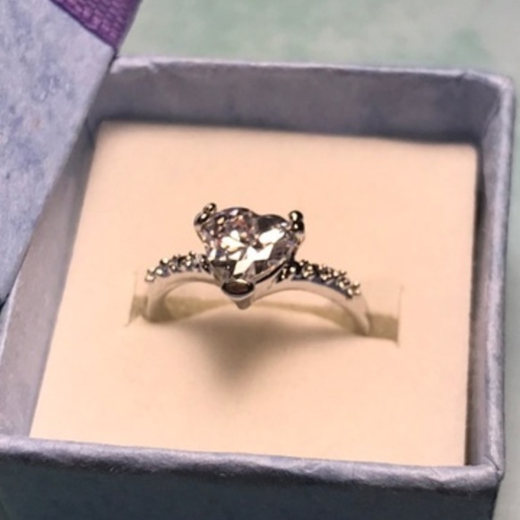 Heart Diamond Promise Ring Silver Gift size 5.5 - Picture 4 of 8